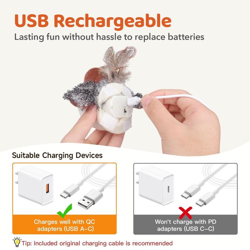 🐦 Interactive Flapping Bird Cat Toy for Indoor Cats | Motion-Activated Exercise & Hunting Toy for Bored Kittens and Cats
